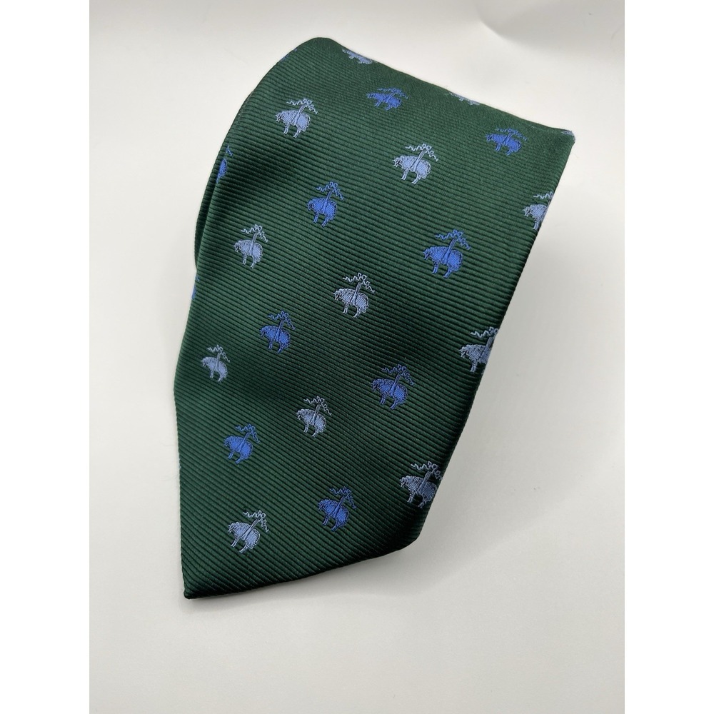Brooks Brothers Silk Tie Irregular Green with Golden Fleece Logo